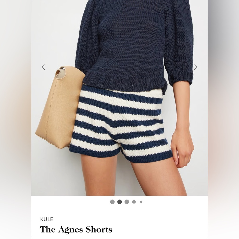 KULE High Waist Blue and White Striped Shorts